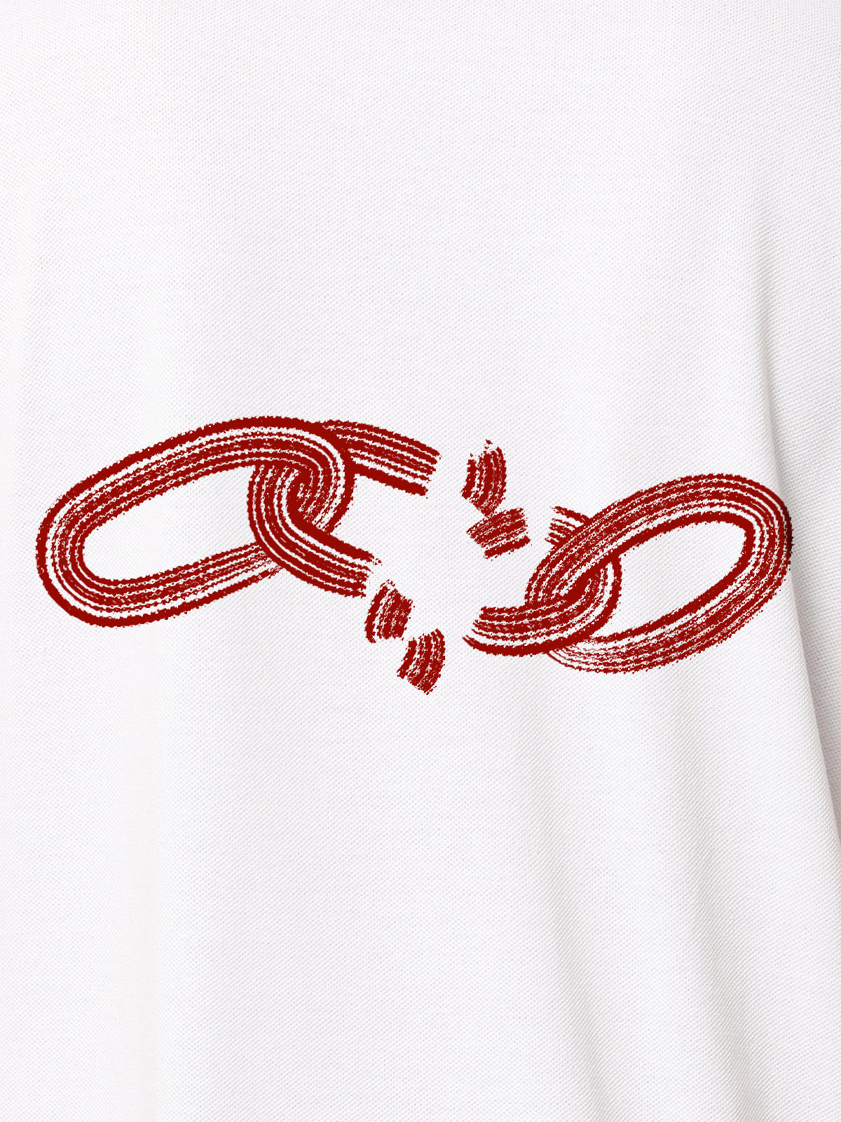 Close up of 'Boundless' design on Women's White Polo T-shirt, highlighting intricate details and vibrant print.