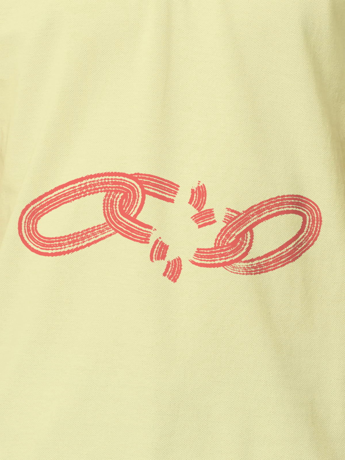 Close up of 'Boundless' design on Men's Yellow Polo T-shirt, highlighting intricate details and vibrant print.
