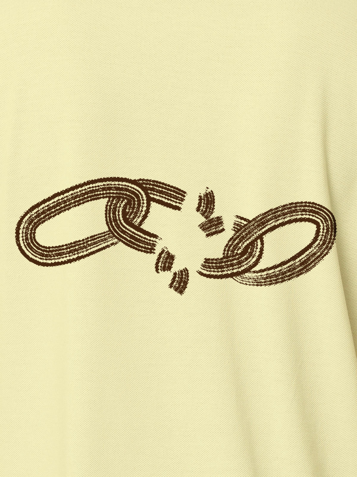 Close up of 'Boundless' design on Women's Yellow Polo T-shirt, highlighting intricate details and vibrant print.