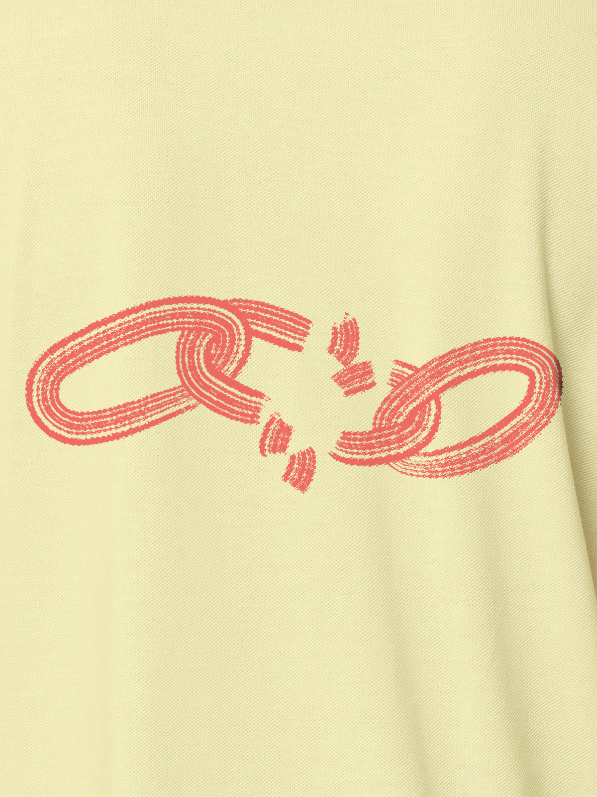 Close up of 'Boundless' design on Women's Yellow Polo T-shirt, highlighting intricate details and vibrant print.