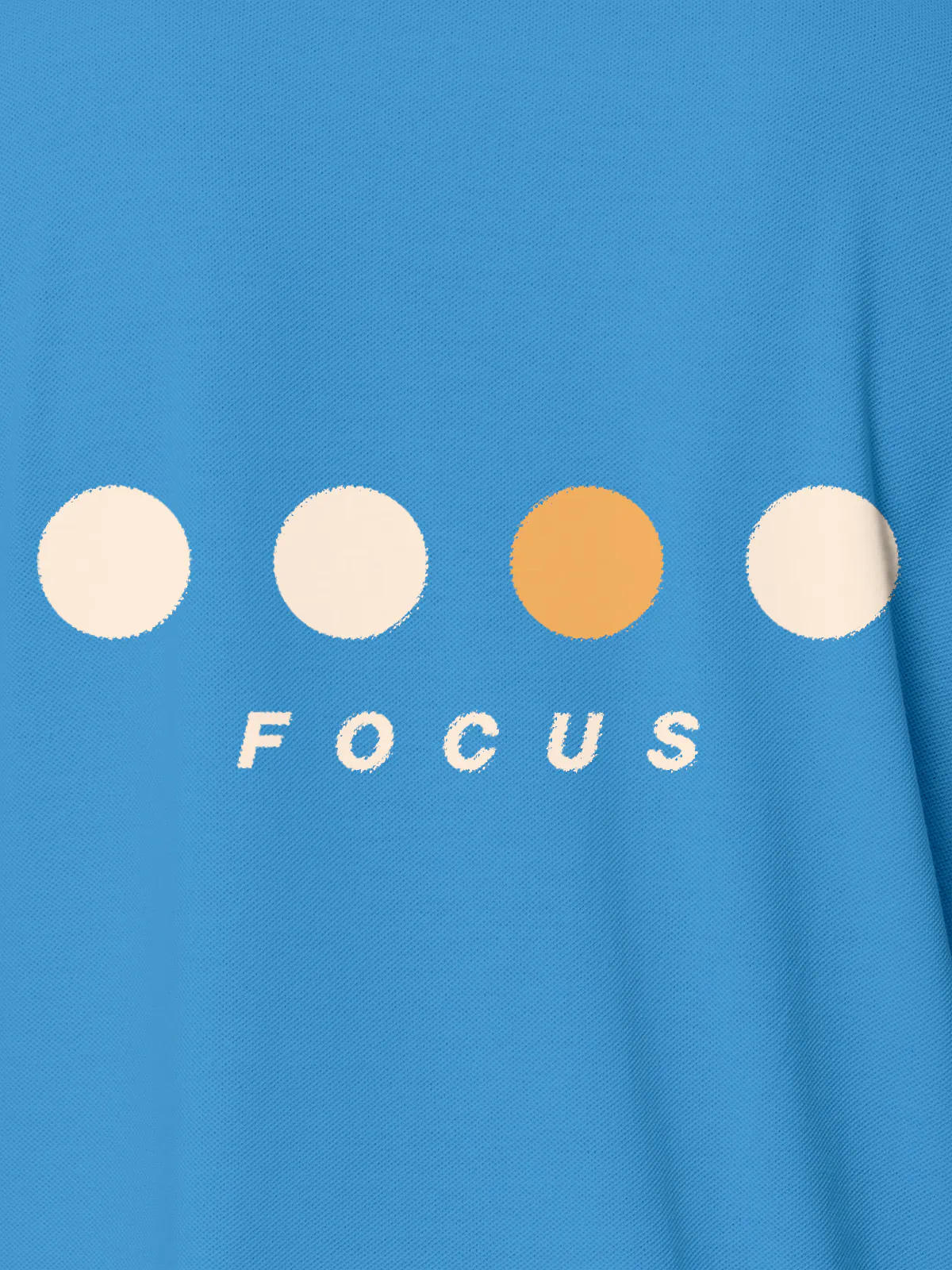 Front view of Fighterhero Men's Blue Collar T-shirt, highlighting the 'Focus' print design on the chest.