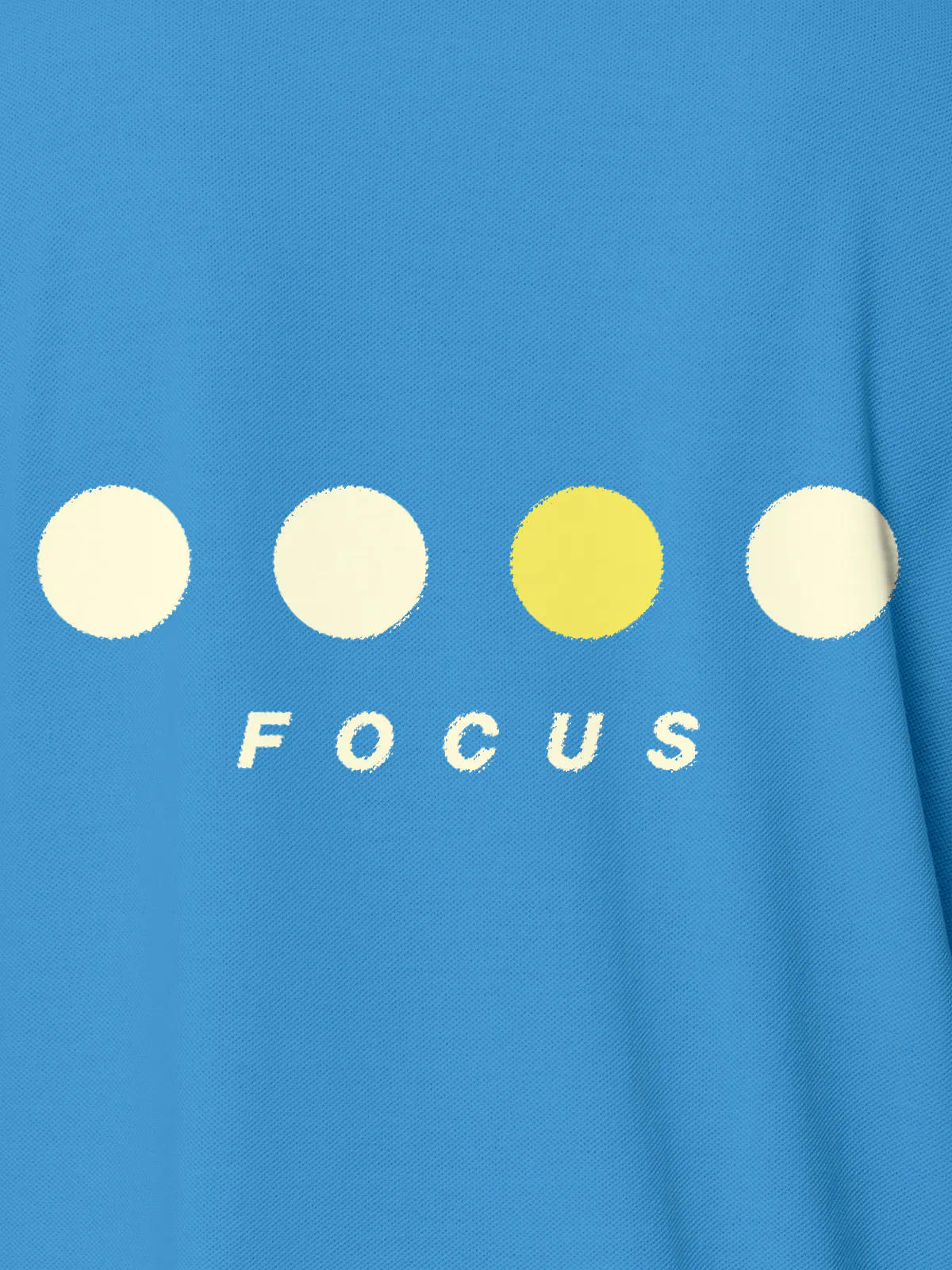 Front view of Fighterhero Men's Blue Collar T-shirt, highlighting the 'Focus' print design on the chest.