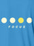 Front view of Fighterhero Men's Blue Collar T-shirt, highlighting the 'Focus' print design on the chest.