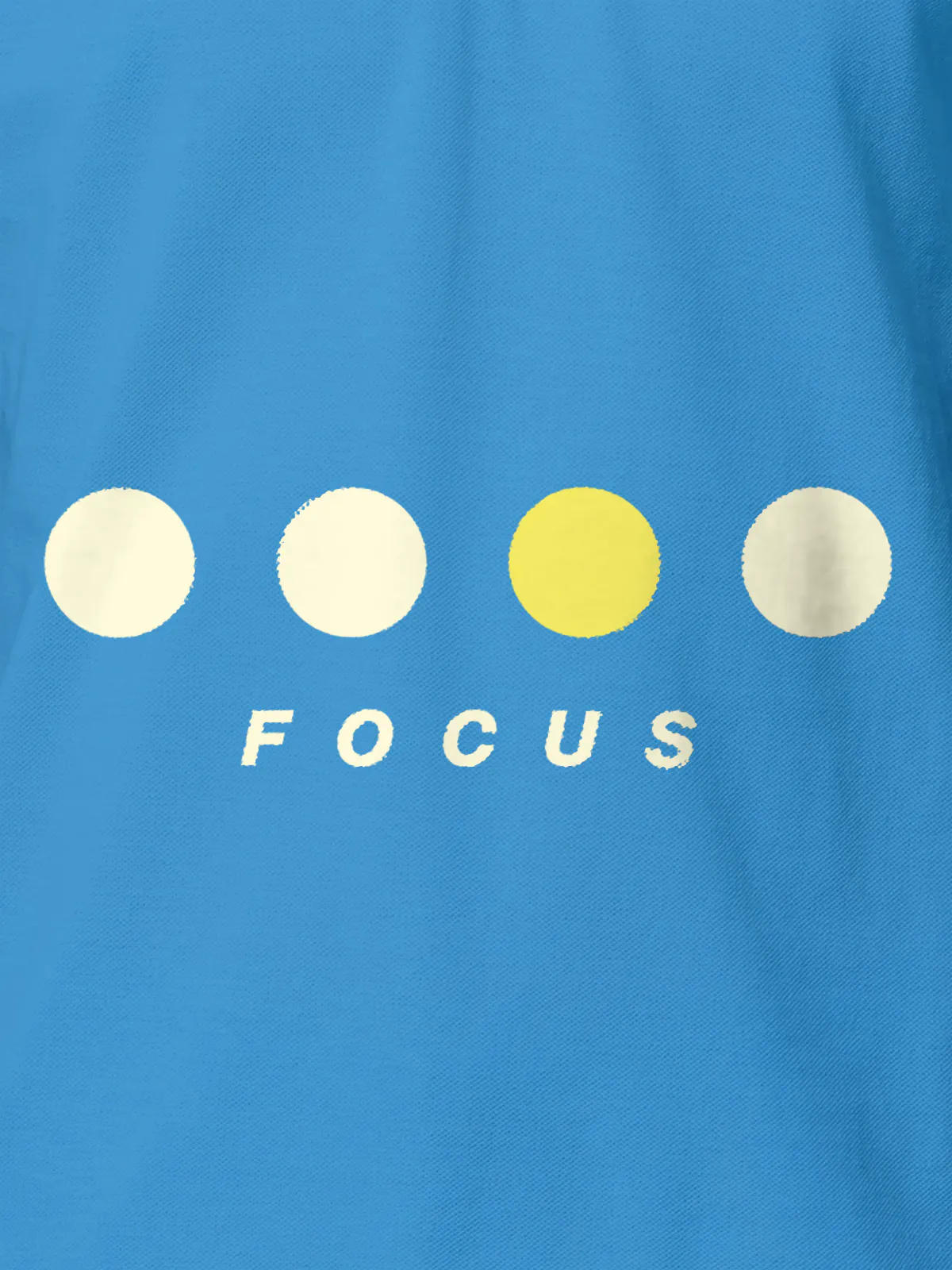Front view of Fighterhero Women's Blue Collar T-shirt, highlighting the 'Focus' print design on the chest.