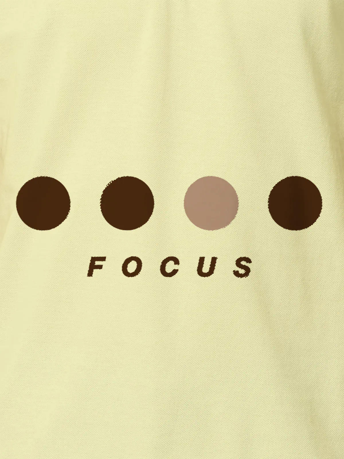 Front view of Fighterhero Women's Yellow Collar T-shirt, highlighting the 'Focus' print design on the chest.