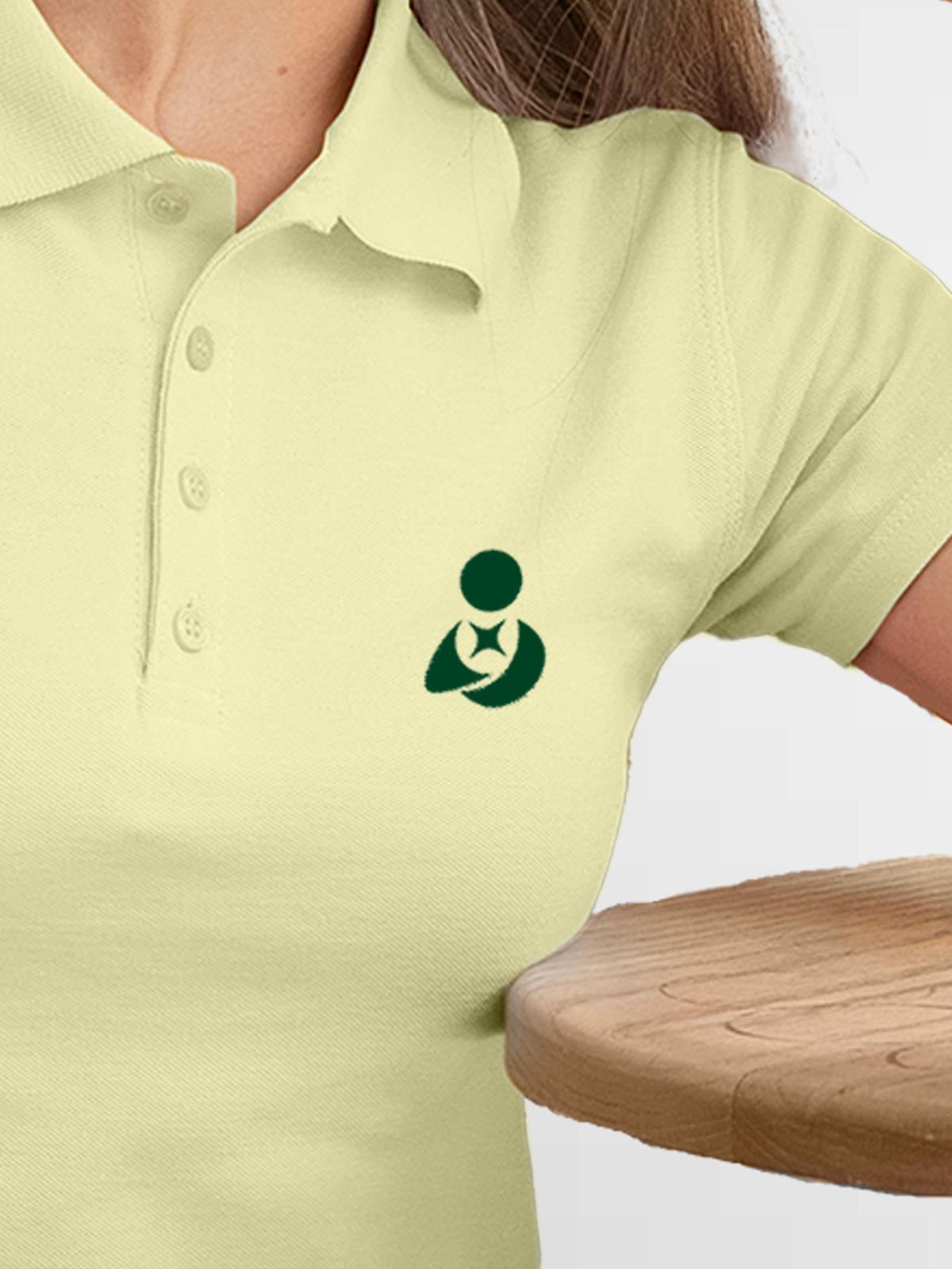 Back view of Fighterhero Women's Yellow Polo T-shirt, highlighting the modern look and clean finish