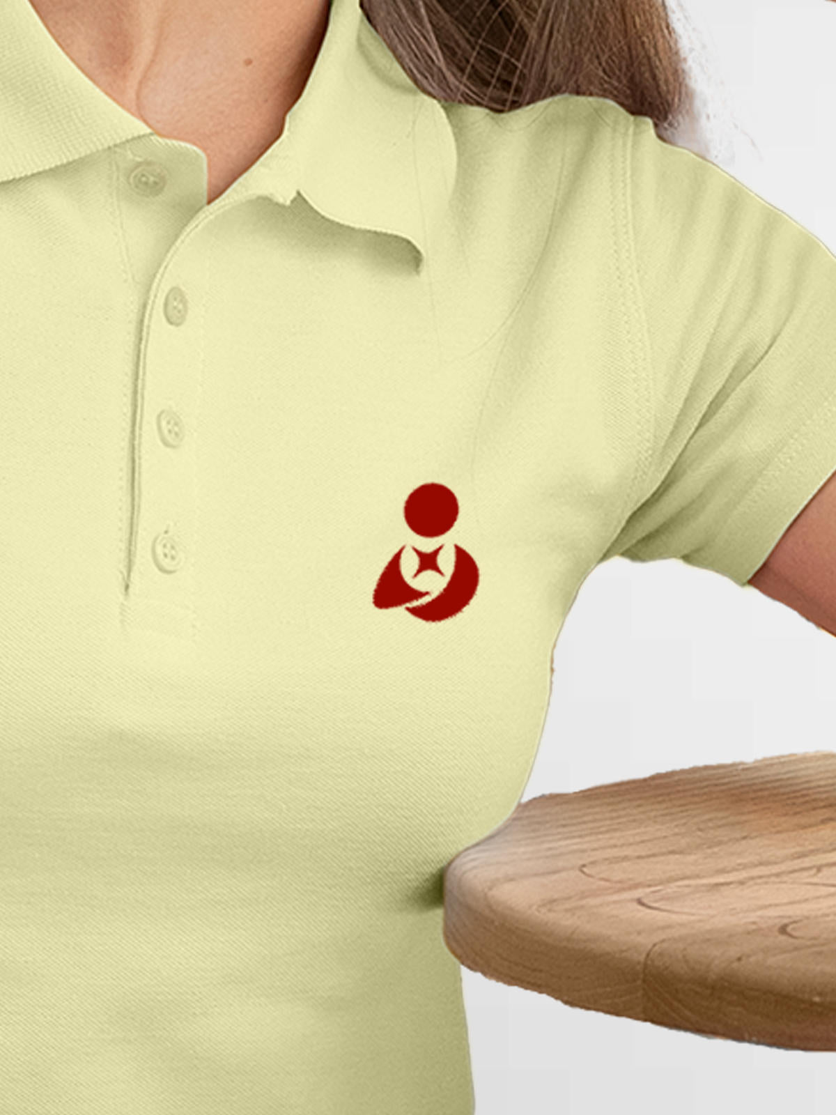 Back view of Fighterhero Women's Yellow Polo T-shirt, highlighting the modern look and clean finish