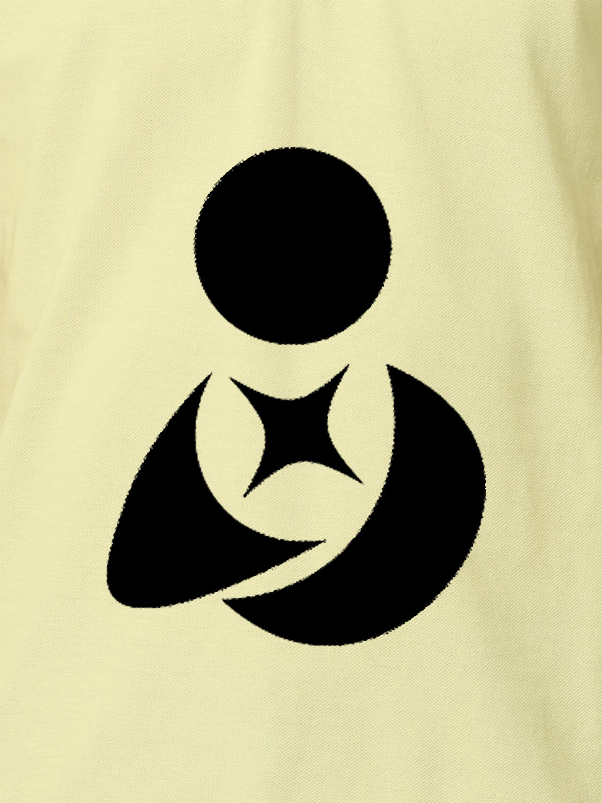 Close up of 'Fighterhero Logo' on Men's Yellow Polo T-shirt, highlighting intricate details and vibrant print.