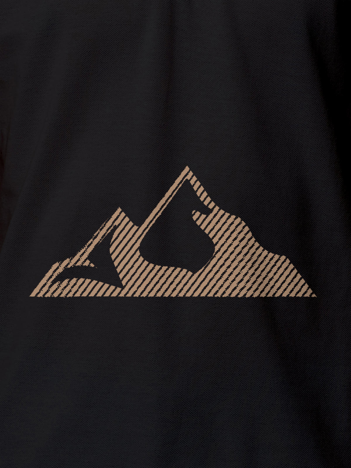 Close up of 'Grit' design on Men's Dark Grey Polo T-shirt, highlighting intricate details and vibrant print.