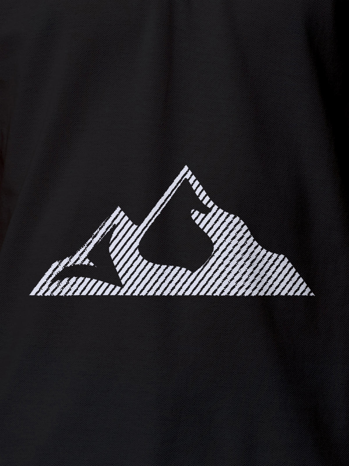 Close up of 'Grit' design on Men's Dark Grey Polo T-shirt, highlighting intricate details and vibrant print.