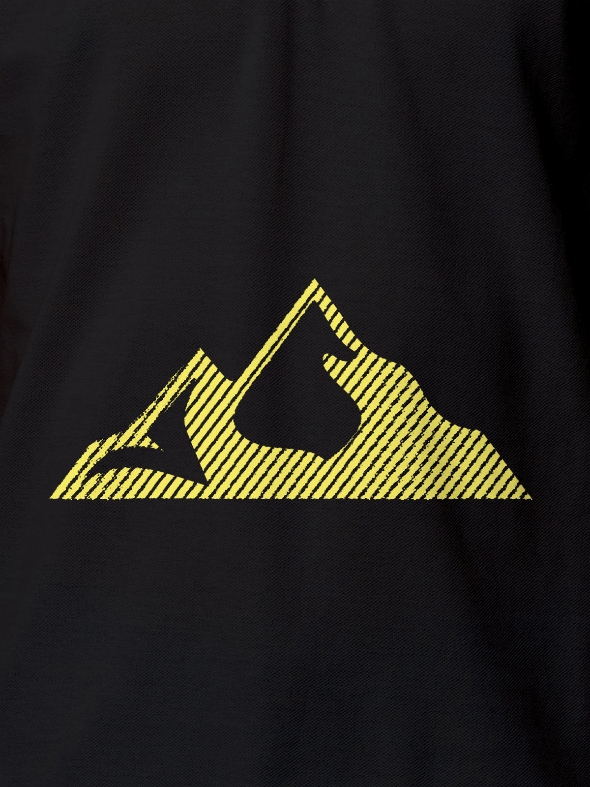 Close up of 'Grit' design on Men's Dark Grey Polo T-shirt, highlighting intricate details and vibrant print.