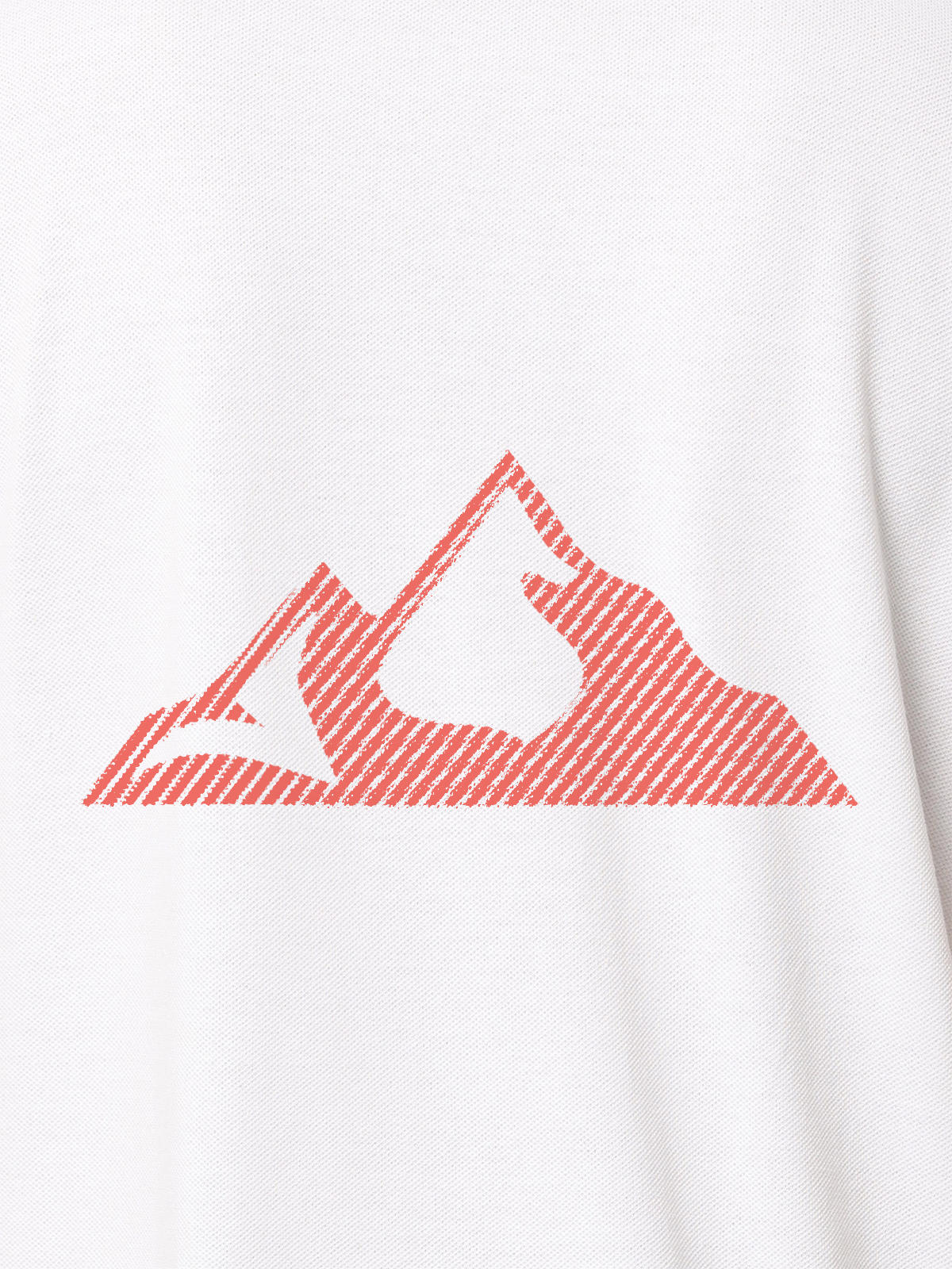 Close up of 'Grit' design on Women's White Polo T-shirt, highlighting intricate details and vibrant print.