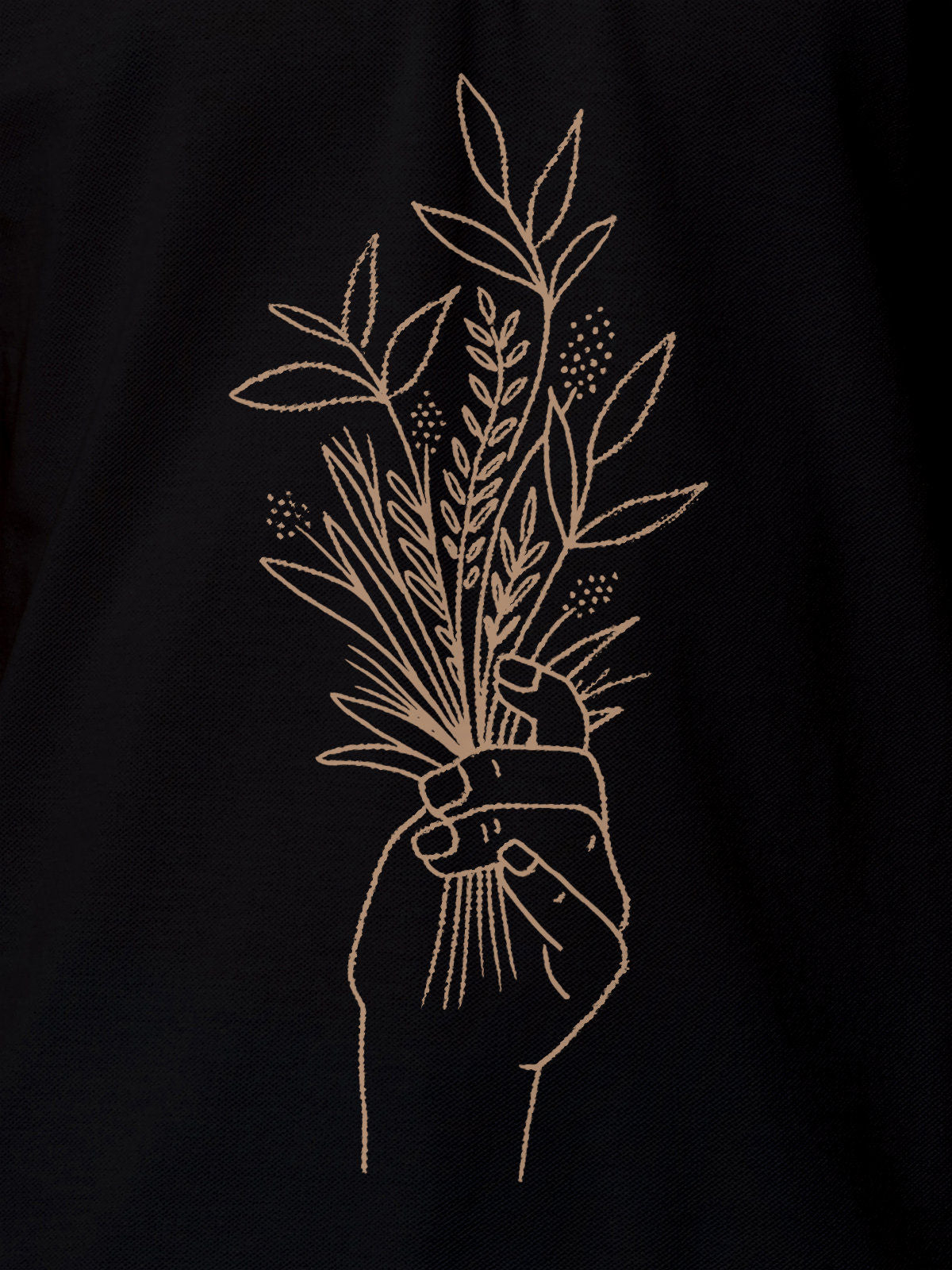 Close up of another 'There's Always a Sunrise' design on Men's Black Collar T-shirt, highlighting the vibrant print.