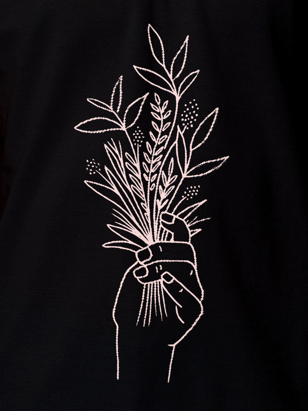 Close up of another 'There's Always a Sunrise' design on Men's Black Collar T-shirt, highlighting the vibrant print.