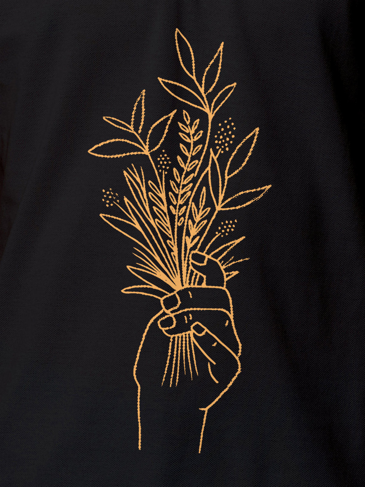 Close up of another 'There's Always a Sunrise' design on Men's Dark Grey Collar T-shirt, highlighting the vibrant print.