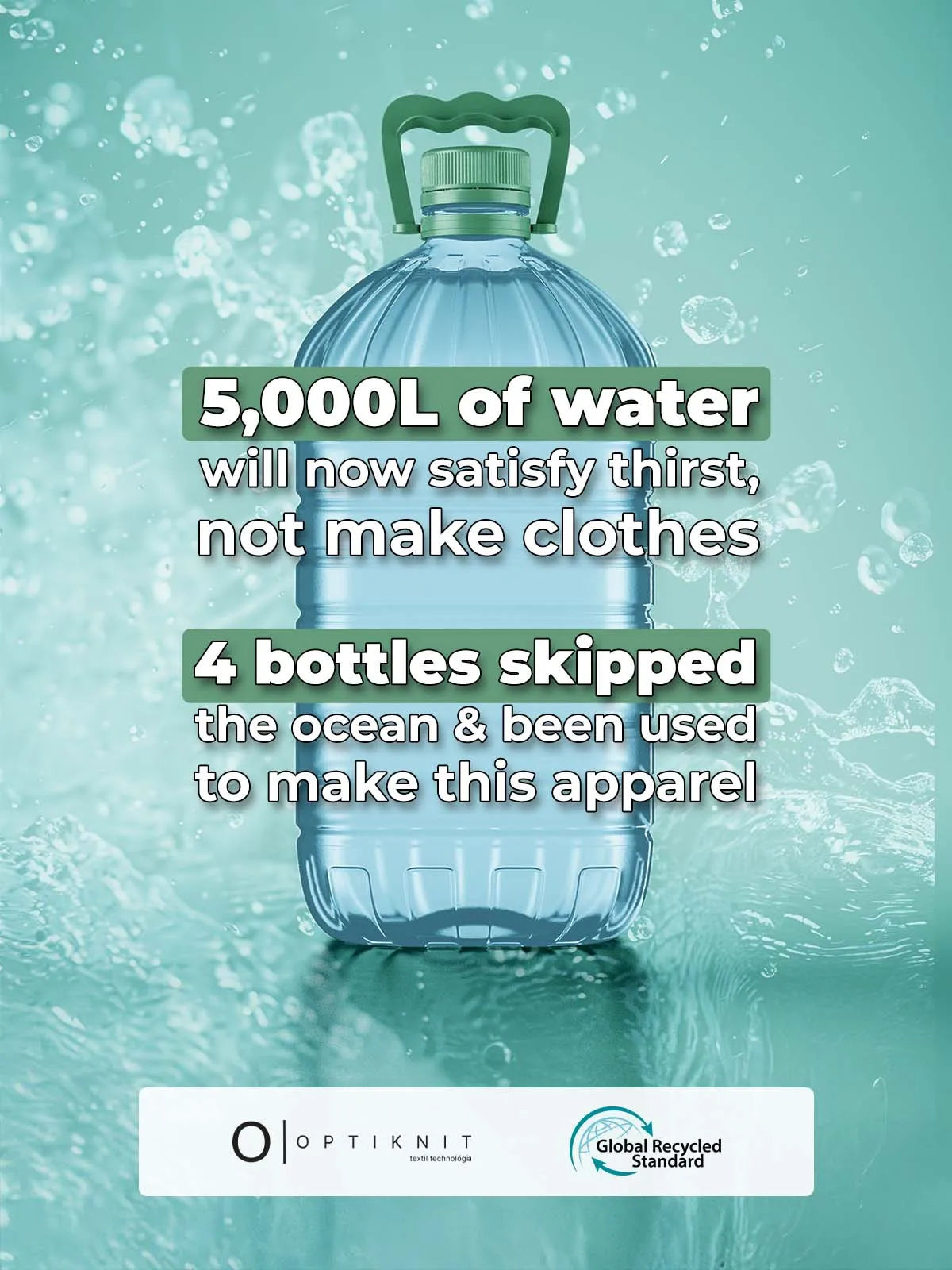 Sustainable Men's Dark Grey Collar Polo T-shirt, certified by Optiknit Textil & Global Recycled Standard, saving 5000L of water