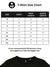 Size chart for Fighterhero Men's Black T-shirt with 'Plain Solid' design