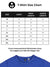 Size chart for Fighterhero Men's Blue T-shirt with 'Endless Surge' design