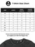 Size chart for Fighterhero Men's Dark Grey T-shirt with 'Calm' design