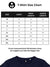 Size chart for Fighterhero Men's Navy Blue T-shirt with 'Born To Defy' design