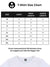 Size chart for Fighterhero Men's White T-shirt with 'Calm' design