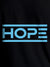 Close up of 'Hope' design on Men's Black Round Neck T-shirt, highlighting intricate details and vibrant print.