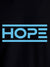 Close up of 'Hope' design on Women's Black Round Neck T-shirt, highlighting intricate details and vibrant print.