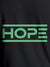 Close up of 'Hope' design on Men's Dark Grey Round Neck T-shirt, highlighting intricate details and vibrant print.