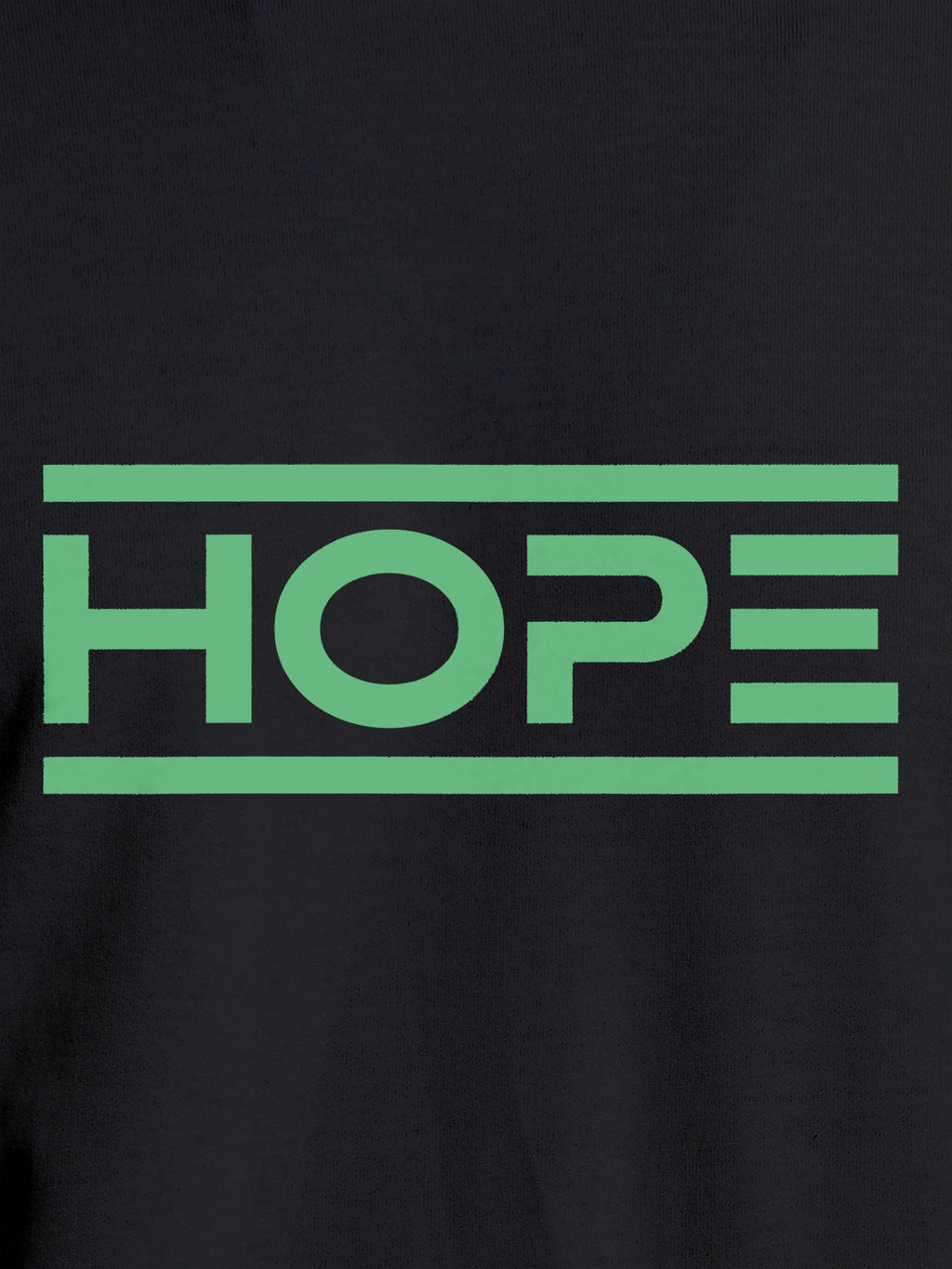 Close up of 'Hope' design on Women's Dark Grey Round Neck T-shirt, highlighting intricate details and vibrant print.
