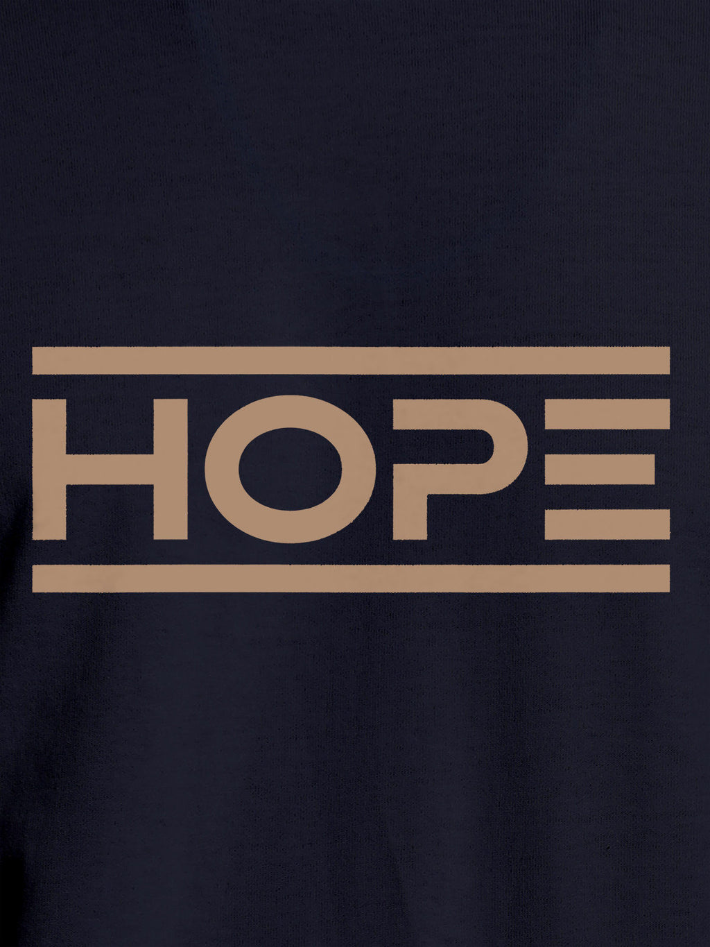 Close up of 'Hope' design on Women's Navy Blue Round Neck T-shirt, highlighting intricate details and vibrant print.