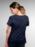 Back view of Fighterhero Women's Navy Blue Round Neck T-shirt, highlighting the modern look and clean finish