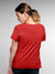 Back view of Fighterhero Women's Red Round Neck T-shirt, highlighting the modern look and clean finish