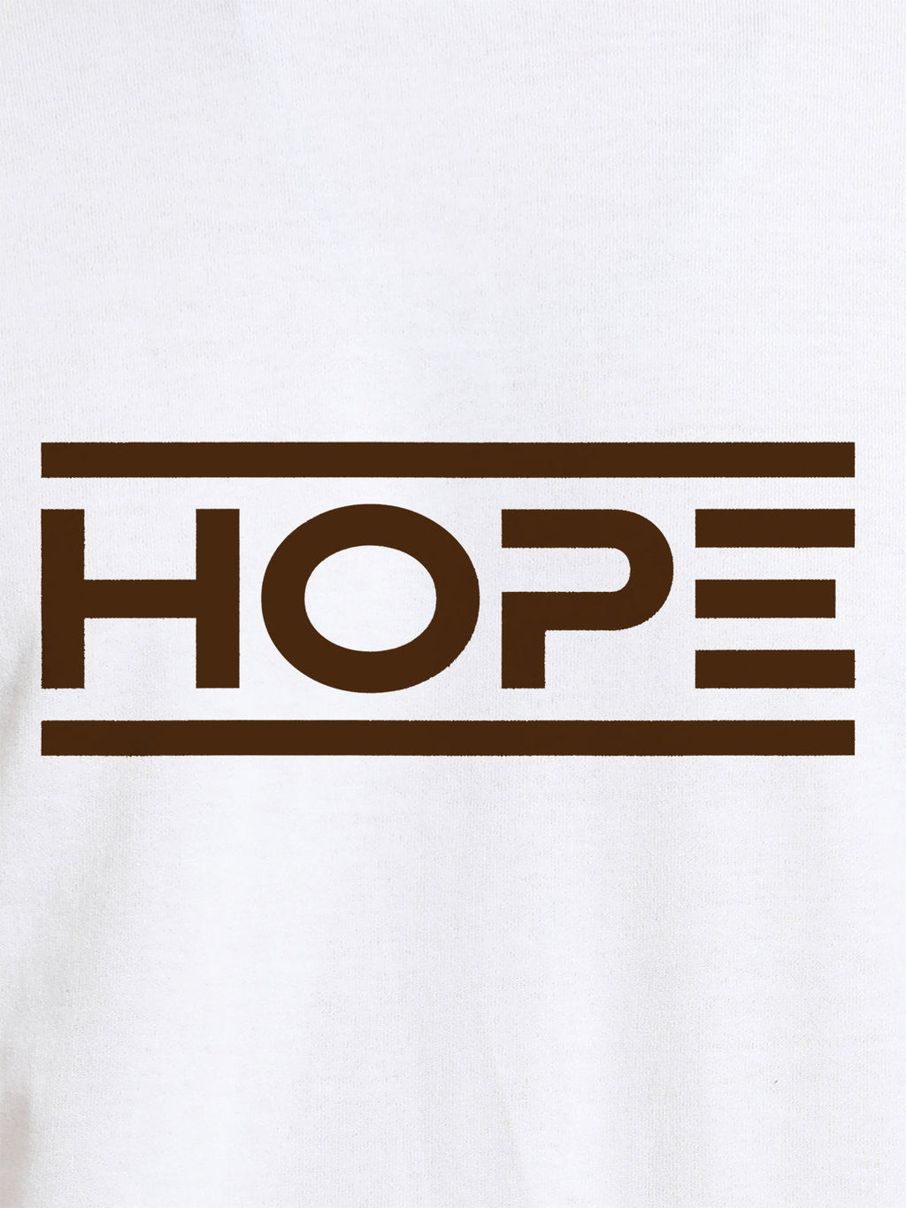 Close up of 'Hope' design on Women's White Round Neck T-shirt, highlighting intricate details and vibrant print.