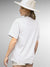 Back view of Fighterhero Women's White Round Neck T-shirt, highlighting the modern look and clean finish
