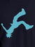 Close up of another 'Resilient' design on Men's Navy Blue Round Neck T-shirt, highlighting the vibrant details.