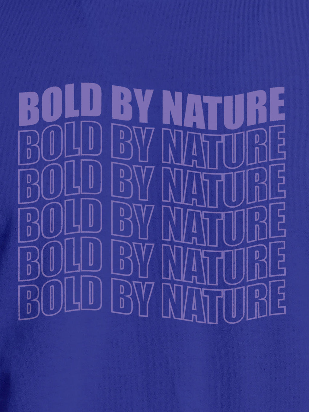 Close up of 'Bold By Nature' design on Women's Blue Round Neck T-shirt, highlighting intricate details and vibrant print.