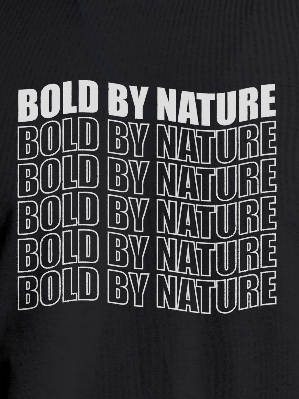 Close up of 'Bold By Nature' design on Women's Dark Grey Round Neck T-shirt, highlighting intricate details and vibrant print.