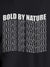 Close up of 'Bold By Nature' design on Women's Dark Grey Round Neck T-shirt, highlighting intricate details and vibrant print.