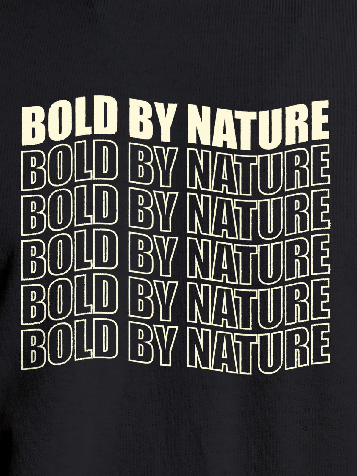 Close up of 'Bold By Nature' design on Women's Dark Grey Round Neck T-shirt, highlighting intricate details and vibrant print.