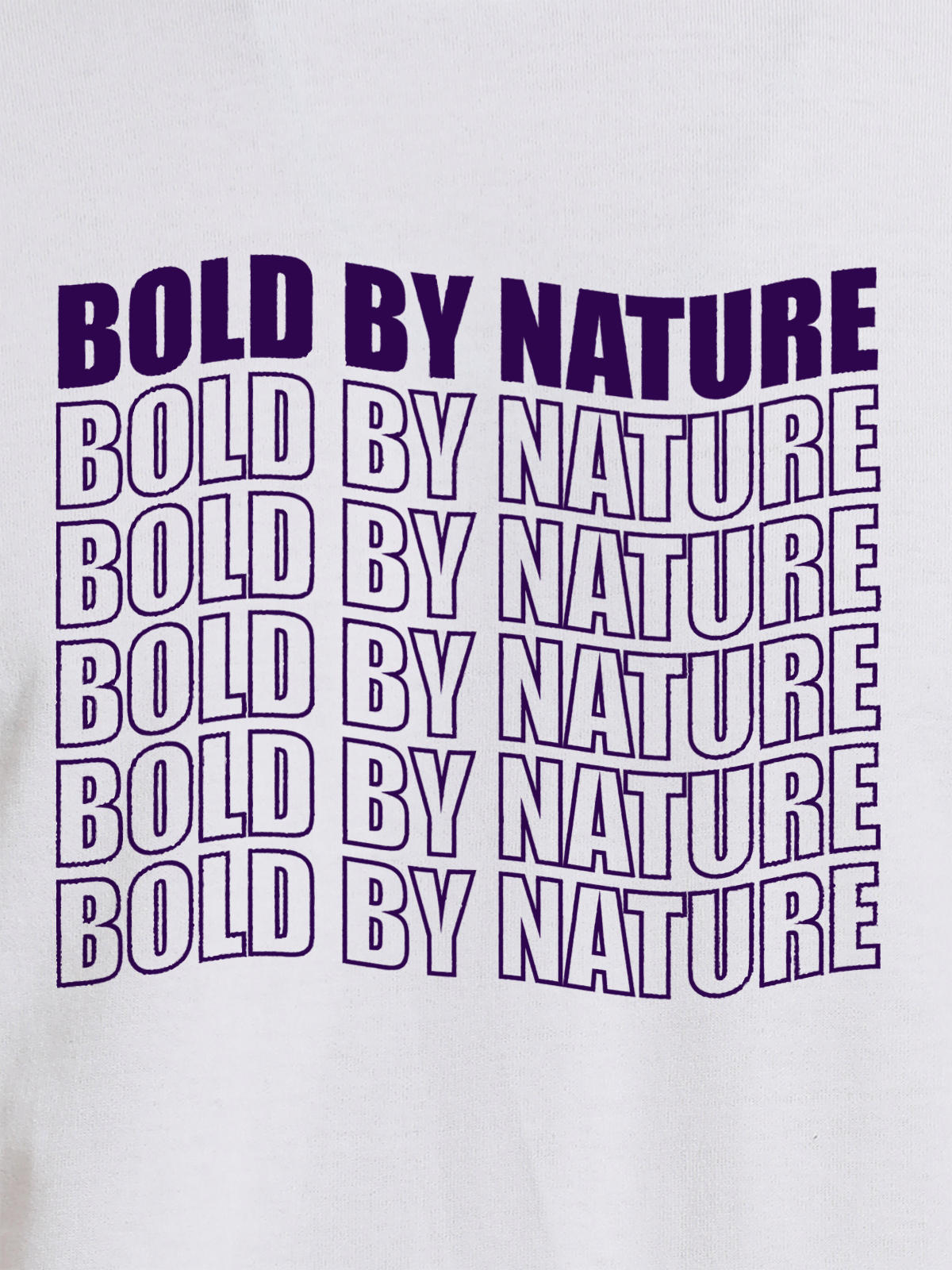 Close up of 'Bold By Nature' design on Women's White Round Neck T-shirt, highlighting intricate details and vibrant print.