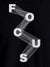 Close up of 'Focus' design on Men's Black Round Neck T-shirt, highlighting intricate details and vibrant print.