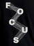 Close up of 'Focus' design on Women's Black Round Neck T-shirt, highlighting intricate details and vibrant print.