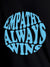 Close up of 'Empathy Always Wins' design on Men's Black Round Neck T-shirt, highlighting intricate details and vibrant print.