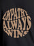Close up of 'Empathy Always Wins' design on Men's Dark Grey Round Neck T-shirt, highlighting intricate details and vibrant print.