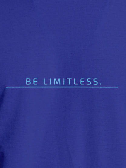 Close up of 'Be Limitless' design on Women's Blue Round Neck T-shirt, highlighting intricate details and vibrant print.