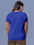 Back view of Fighterhero Women's Blue Round Neck T-shirt, highlighting the modern look and clean finish