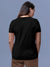 Back view of Fighterhero Women's Black Round Neck T-shirt, highlighting the modern look and clean finish