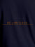 Close up of 'Be Limitless' design on Men's Navy Blue Round Neck T-shirt, highlighting intricate details and vibrant print.