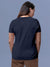 Back view of Fighterhero Women's Navy Blue Round Neck T-shirt, highlighting the modern look and clean finish