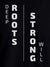Close up of 'Deep Roots Strong Will' design on Men's Black Round Neck T-shirt, highlighting intricate details and vibrant print.